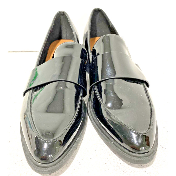 H&M Black Patent Penny Loafers Classic Career Casual Low Heels EU 39 / US 8M - Picture 2 of 12
